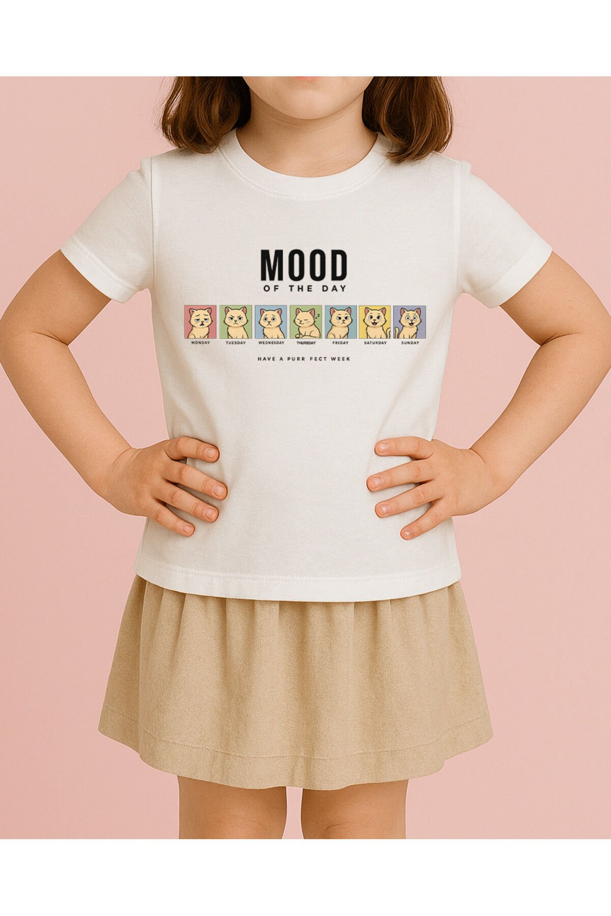 Tişört Unisex Çocuk (Mood2) Kiz Beyaz - 4-5 Yaş