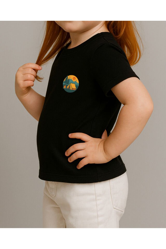 Tişört Unisex Çocuk (Kamp) Kiz Si̇yah - 4-5 Yaş