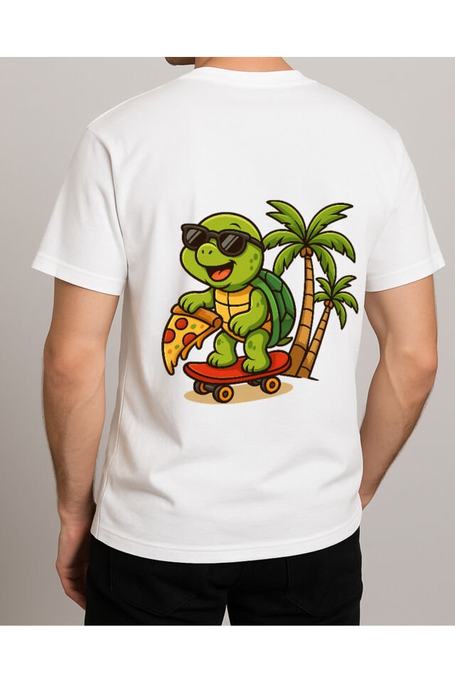 Tişört Unisex (Kaplumbağa) Erkek Beyaz - S