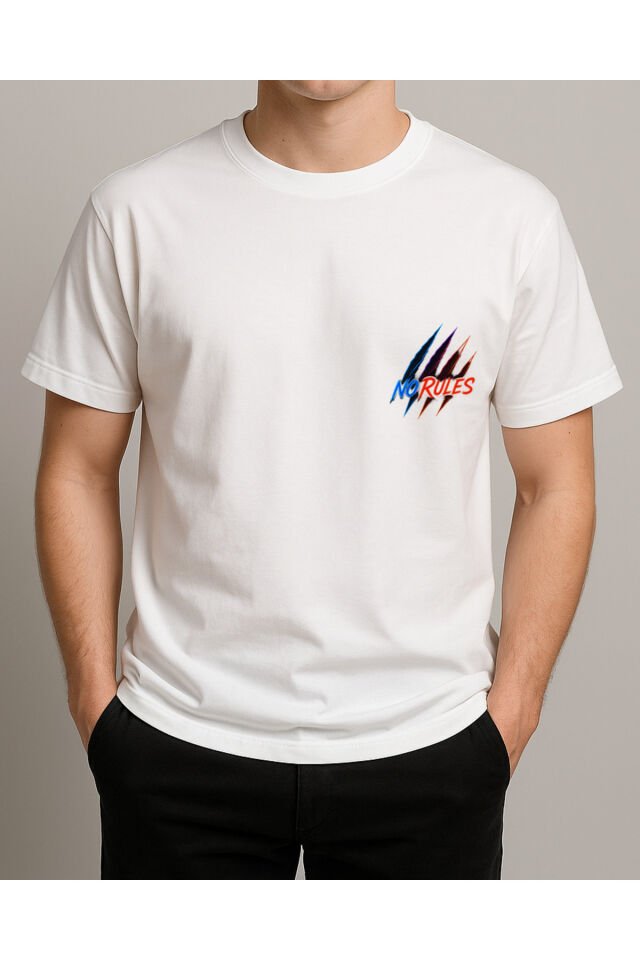 Tişört Unisex (No Rules) Erkek Beyaz - M