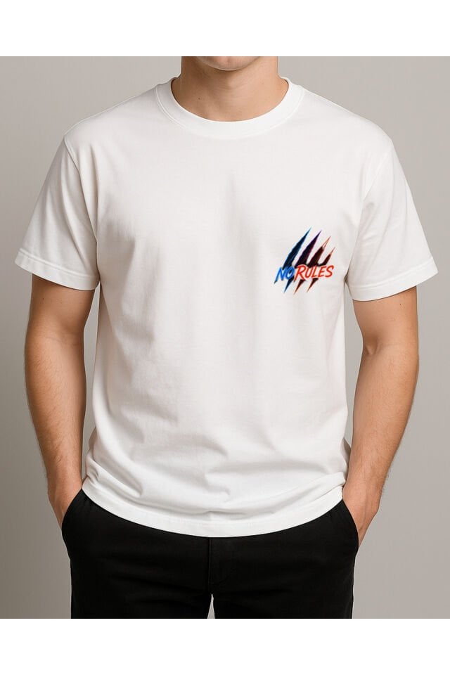 Tişört Unisex (No Rules) Erkek Beyaz - XL
