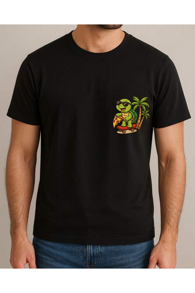 Tişört Unisex (Kaplumbağa) Erkek Si̇yah - L