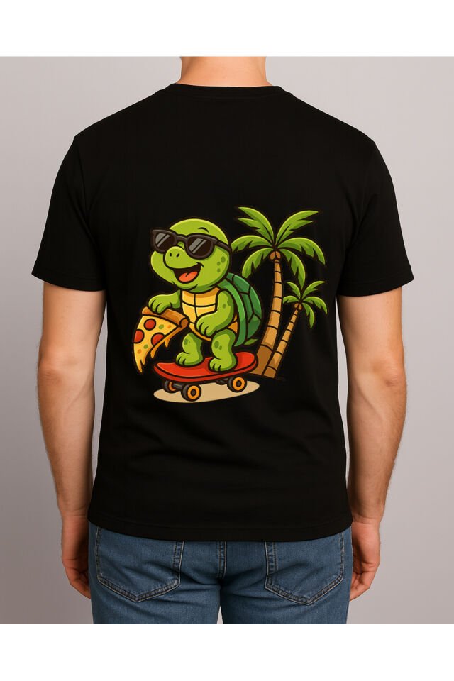 Tişört Unisex (Kaplumbağa) Erkek Si̇yah - L