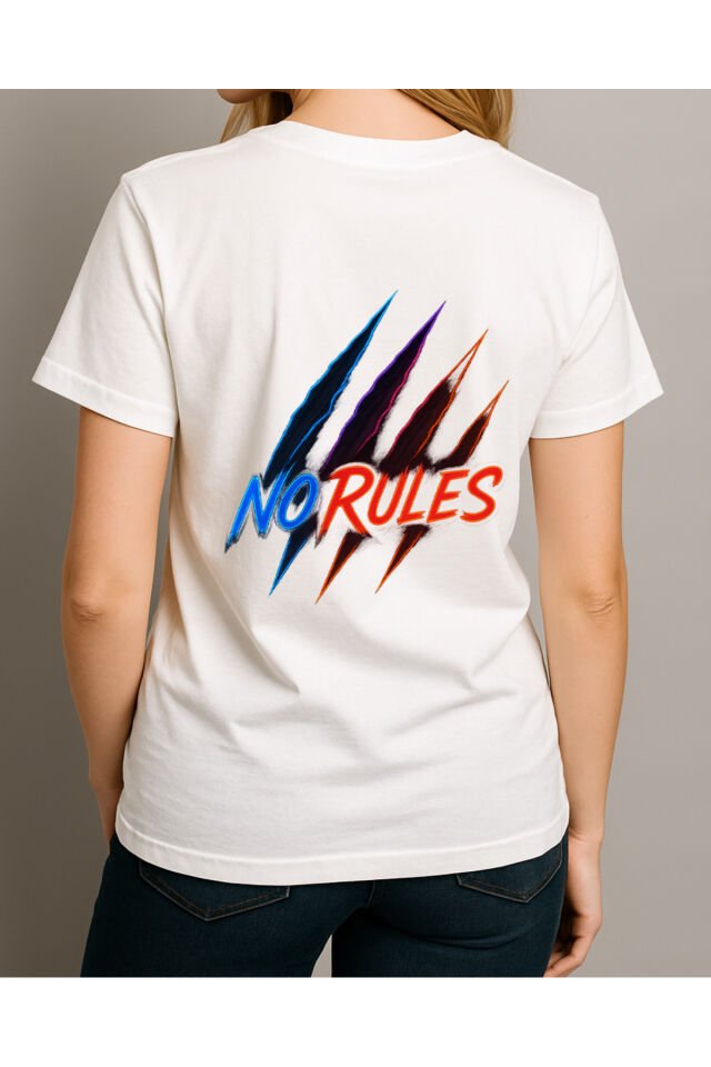 Tişört Unisex (No Rules) Kadin Beyaz - XL