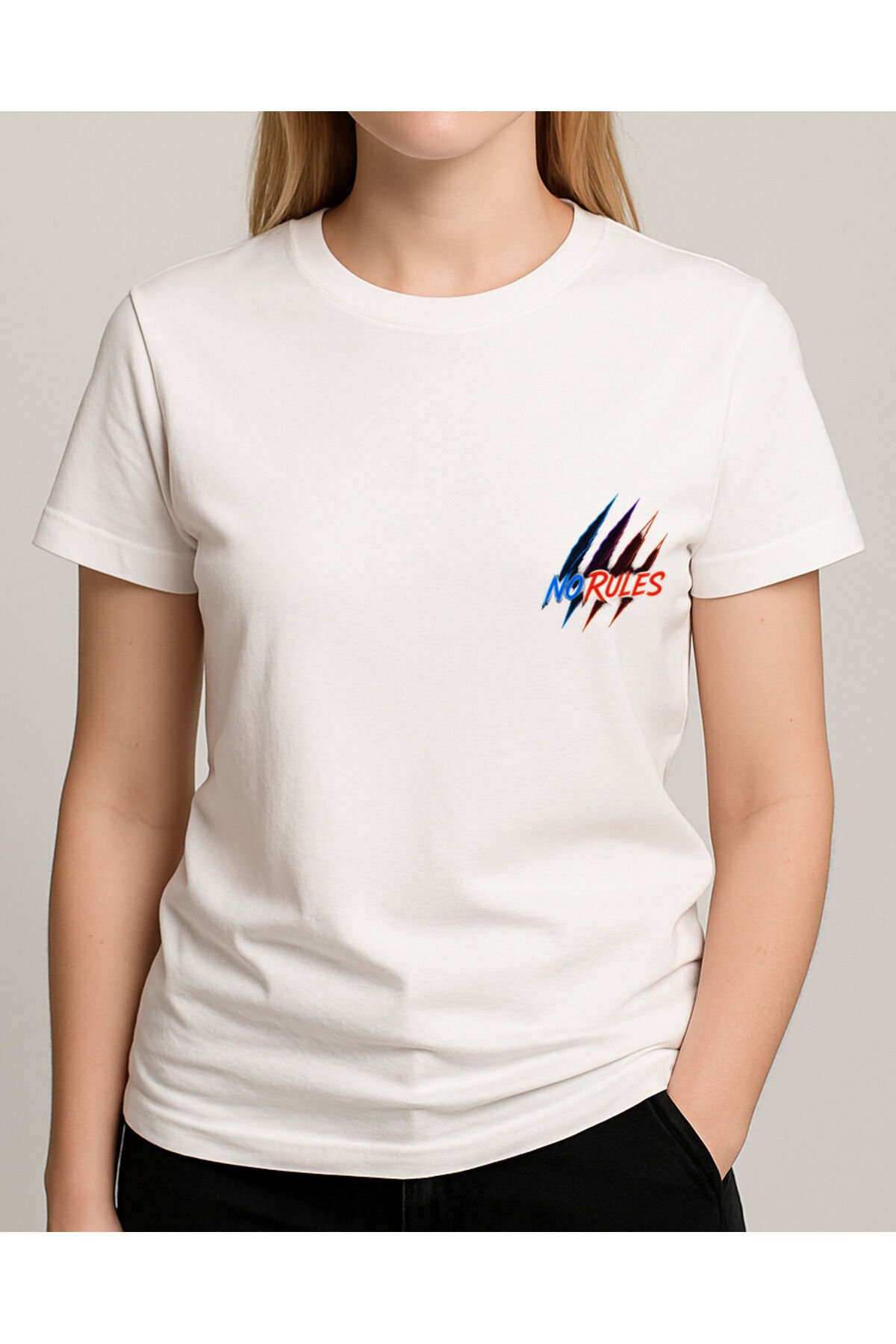 Tişört Unisex (No Rules) Kadin Beyaz - M