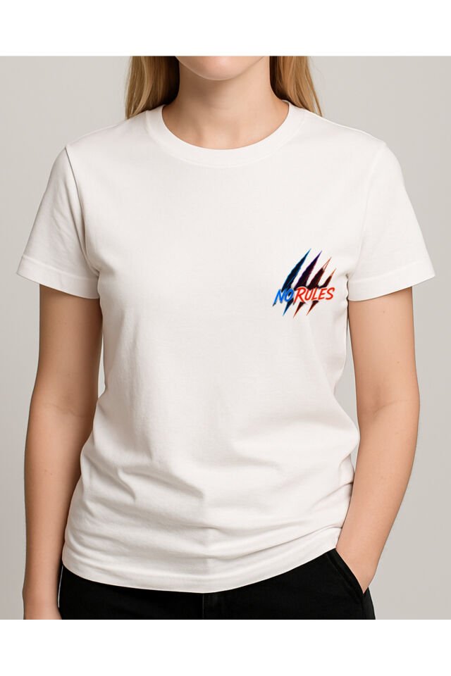 Tişört Unisex (No Rules) Kadin Beyaz - S