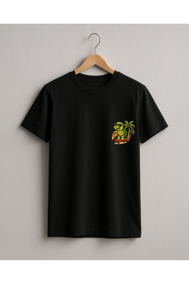 Tişört Unisex Çocuk (Kaplumbağa) Erkek Si̇yah - XL