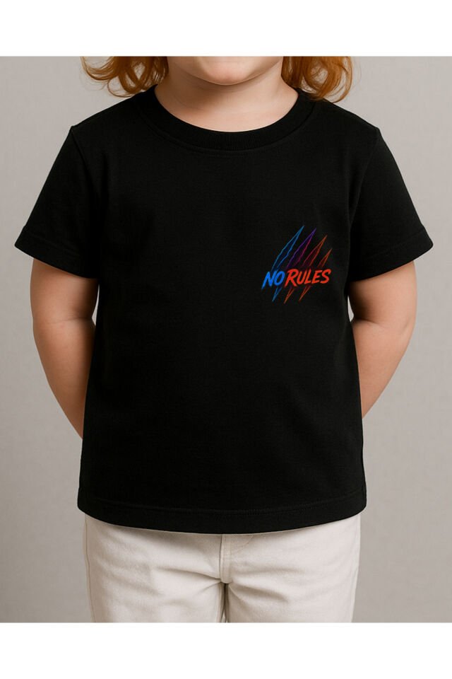 Tişört Unisex Çocuk (No Rules) Kiz Si̇yah - 4-5 Yaş