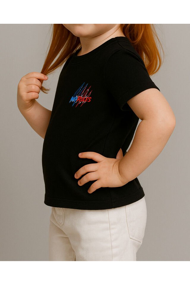 Tişört Unisex Çocuk (No Rules) Kiz Si̇yah - 4-5 Yaş