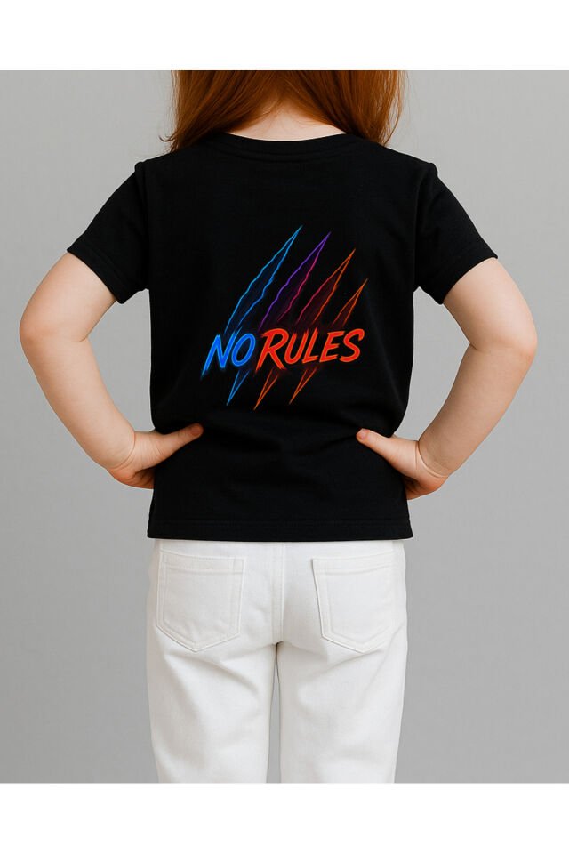 Tişört Unisex Çocuk (No Rules) Kiz Si̇yah - 4-5 Yaş