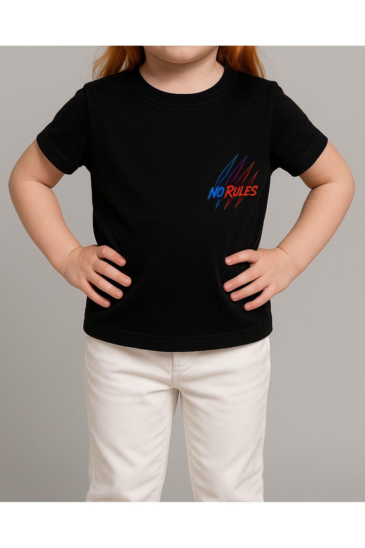 Tişört Unisex Çocuk (No Rules) Kiz Si̇yah - 4-5 Yaş