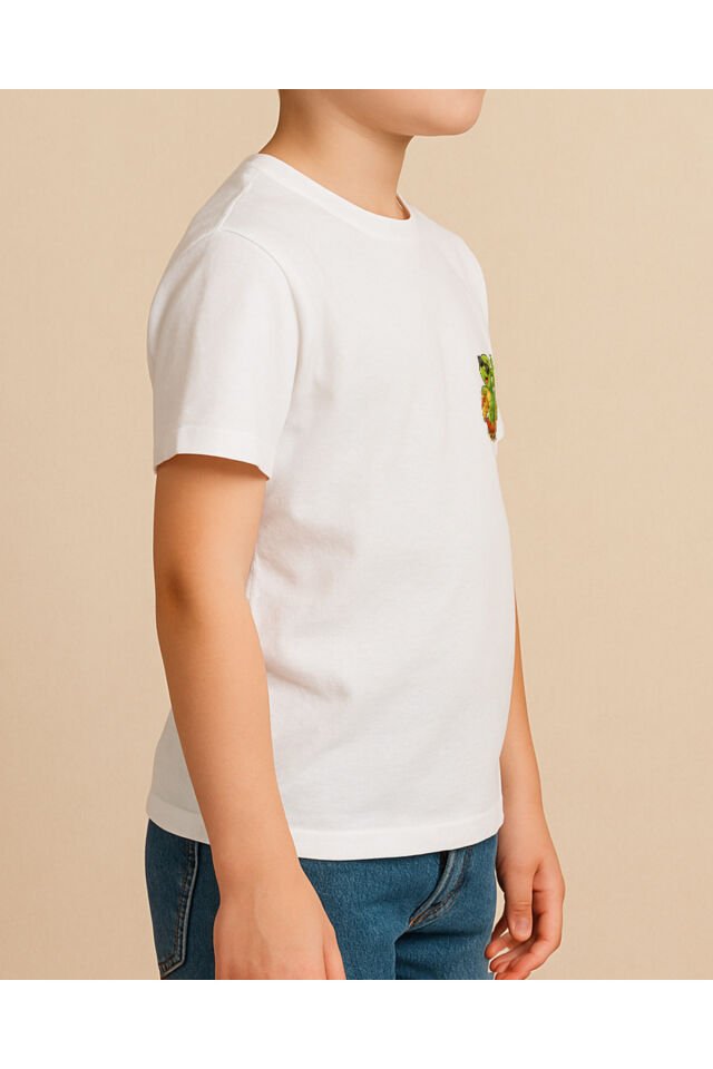 Tişört Unisex Çocuk (Kaplumbağa) Kiz Beyaz - 10-11 Yaş