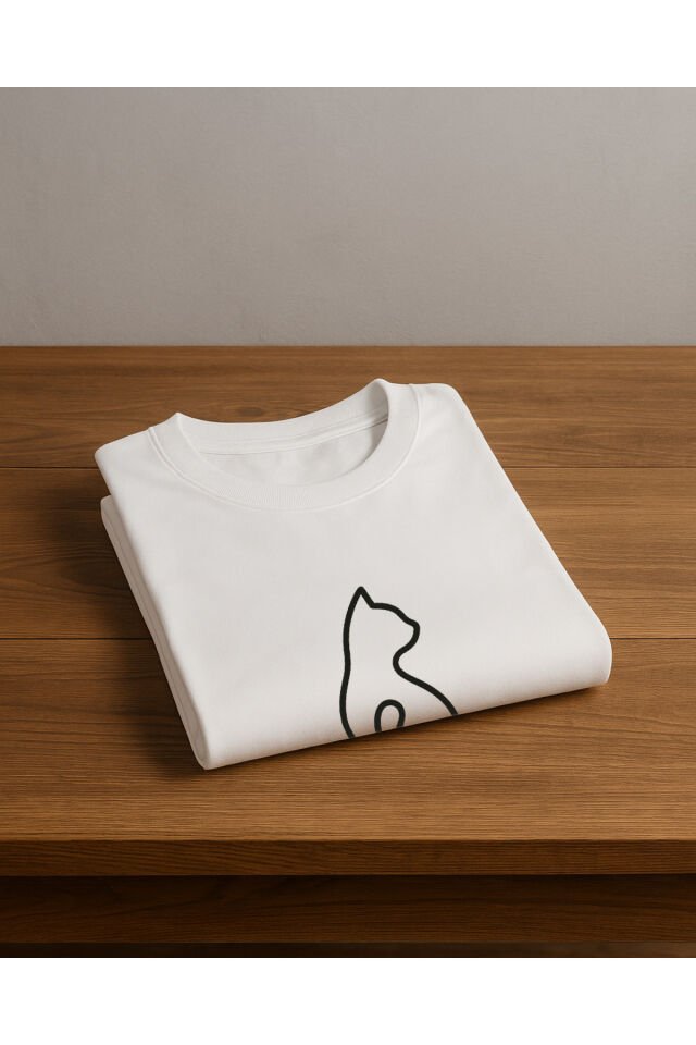 Tişört Unisex Çocuk (Kedi) Kiz Beyaz - 4-5 Yaş