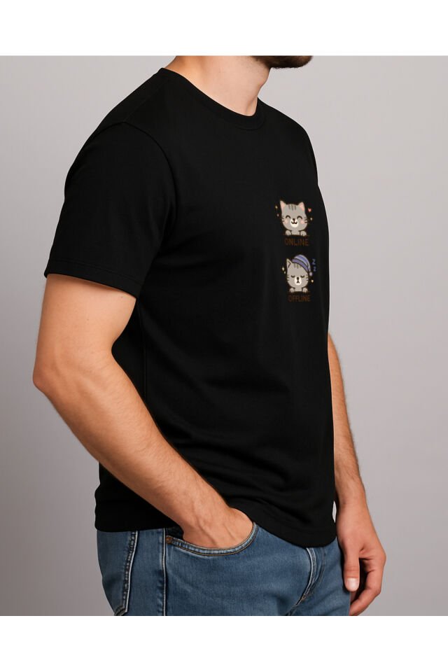 TİŞÖRT UNİSEX ( GRİ KEDİ İKİLİ )