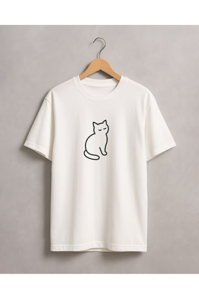 Tişört Unisex (Kedi2) Kadin Beyaz - S