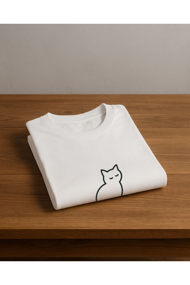 Tişört Unisex (Kedi2) Kadin Beyaz - M