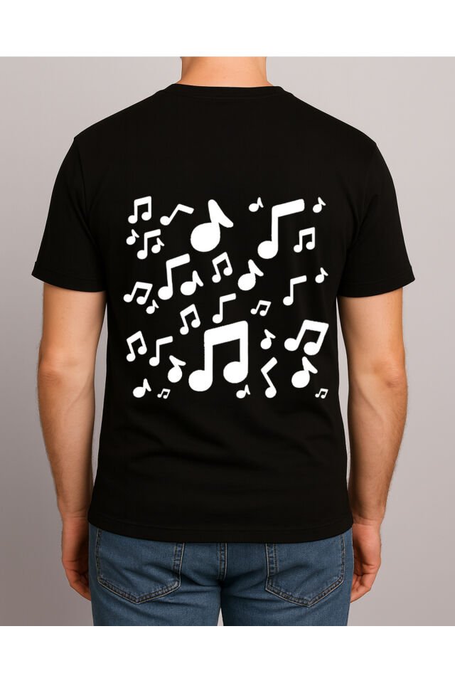 Tişört Unisex (Kedi Müzik) Erkek Si̇yah - 2XL