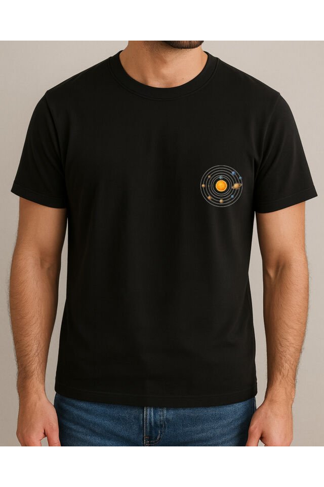 Tişört Unisex (Gezegenler Dağınık) Erkek Si̇yah - S