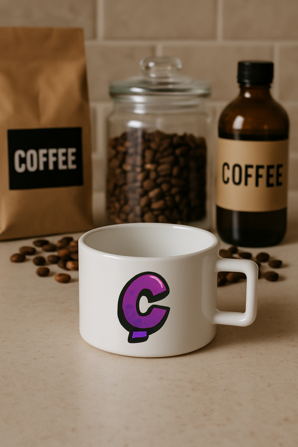 KAHVE KUPASI HARF BASKILI