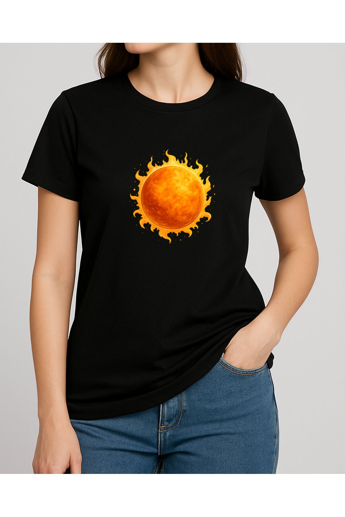 Tişört Unisex (Güneş) Kadin Si̇yah - XL