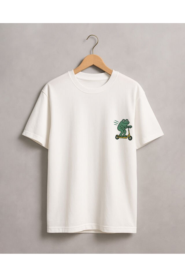 Tişört Unisex (Kurbağa) Erkek Beyaz - XL