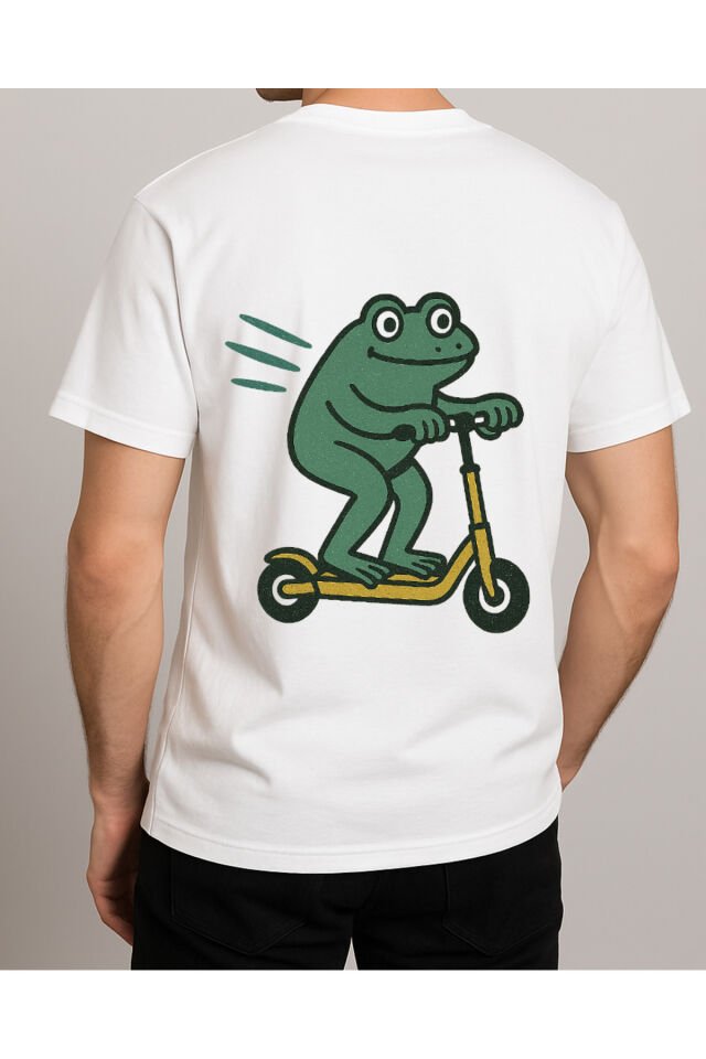 Tişört Unisex (Kurbağa) Erkek Beyaz - S