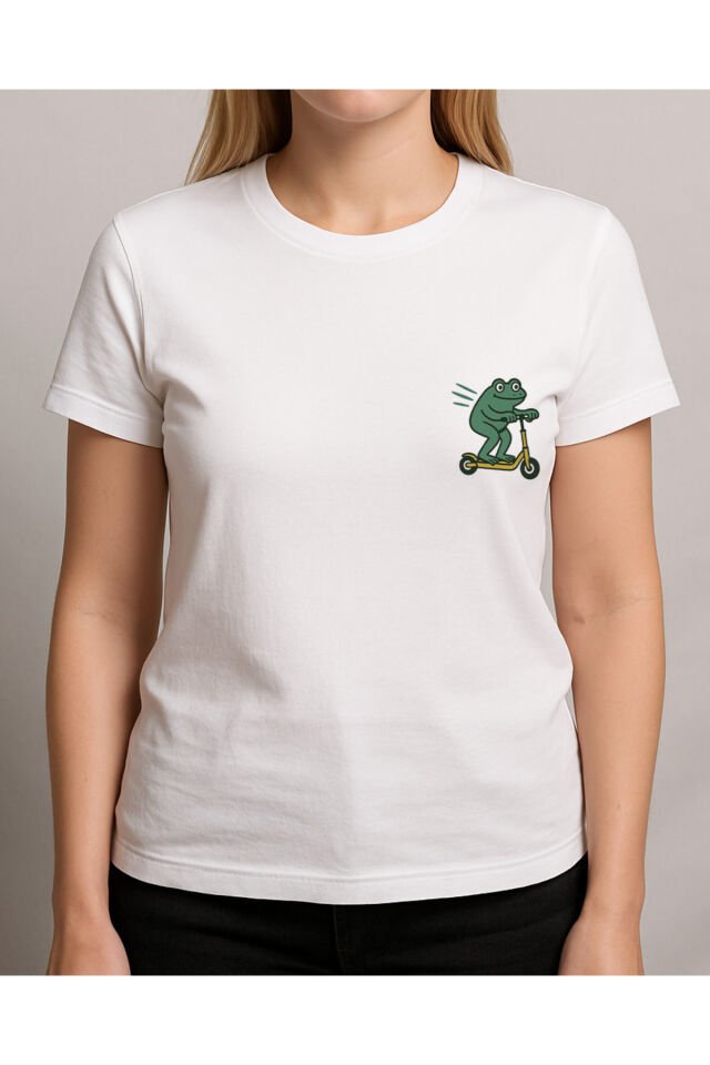 Tişört Unisex (Kurbağa) Kadin Beyaz - L