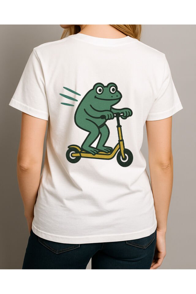 Tişört Unisex (Kurbağa) Kadin Beyaz - L