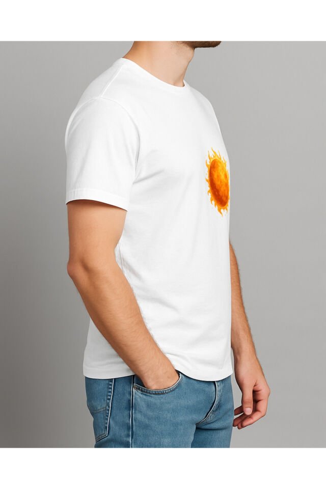 Tişört Unisex (Güneş) Erkek Beyaz - 4-5 Yaş
