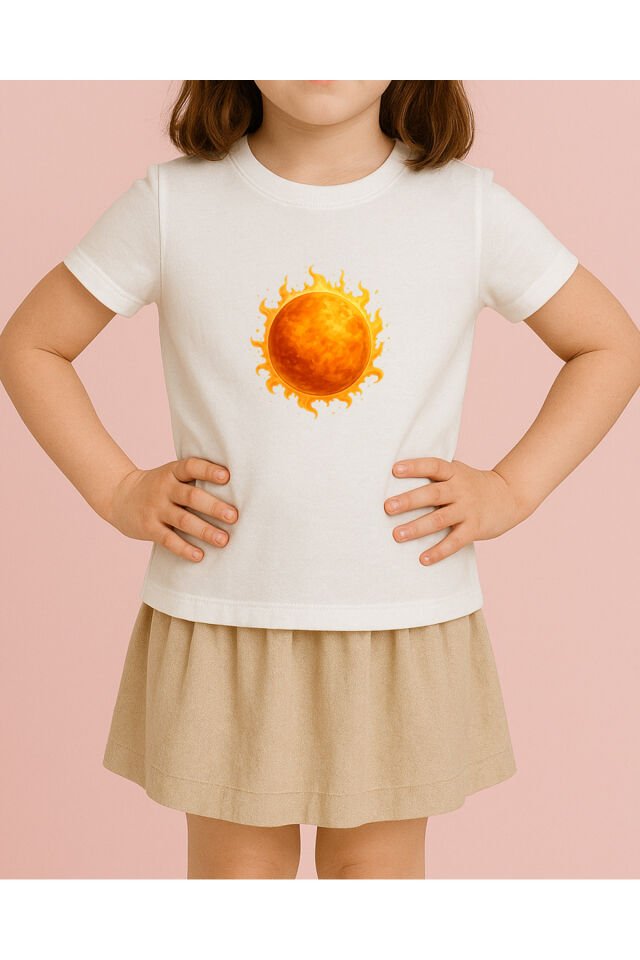 Tişört Unisex Çocuk (Güneş) Kiz Beyaz - 4-5 Yaş