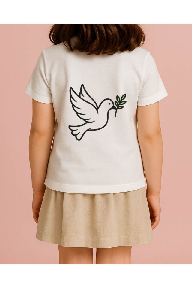 Tişört Unisex Çocuk (Güvercin) Kiz Beyaz - 4-5 Yaş
