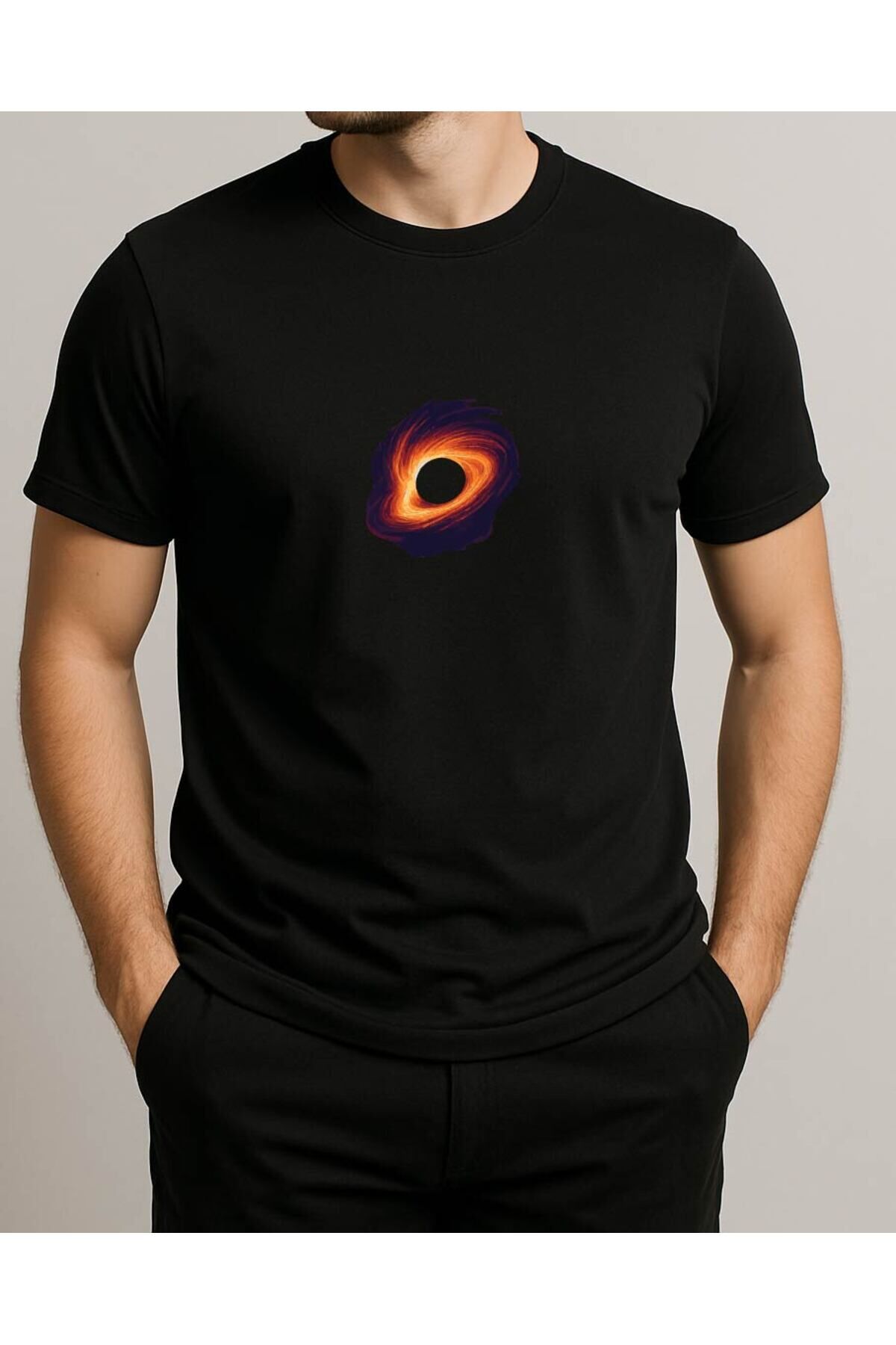 Tişört Unisex (Kara Delik) Erkek Si̇yah - 2XL
