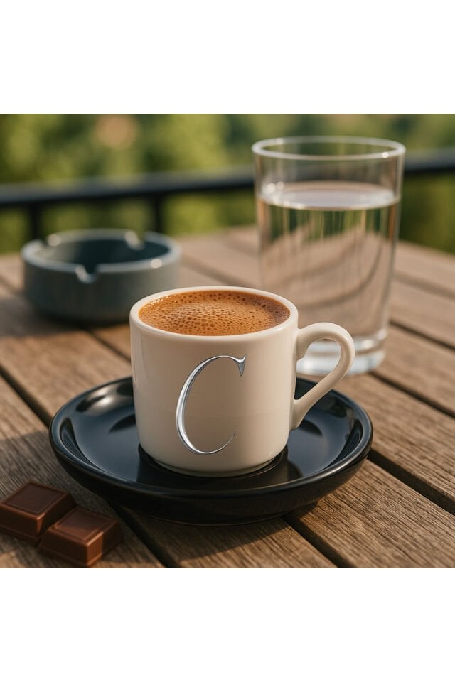 Baş Harf Baskılı Türk Kahvesi Fincanı