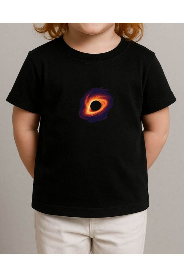 Tişört Unisex Çocuk (Kara Delik) Kiz Si̇yah - 10-11 Yaş