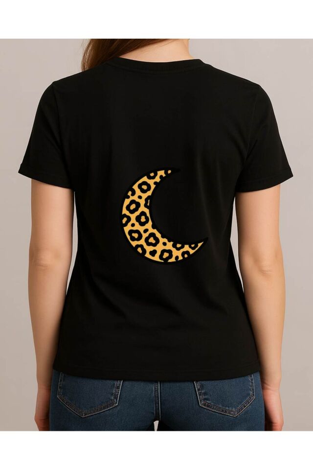 Tişört Unisex (Leopar Ay) Kadin Si̇yah - XL