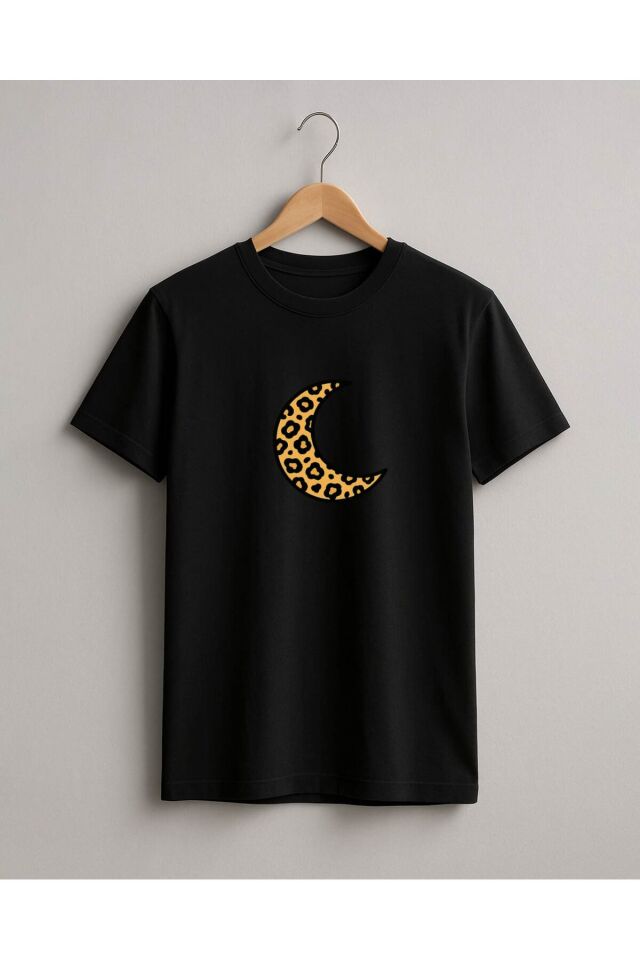 Tişört Unisex (Leopar Ay) Kadin Si̇yah - 2XL