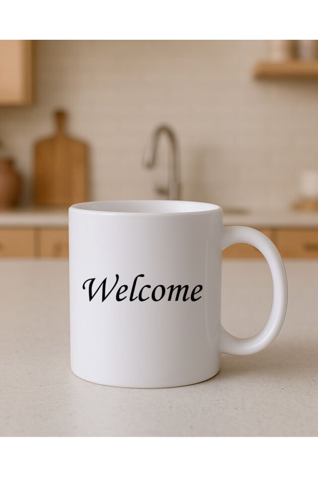 Yazılı Beyaz Bardak Welcome