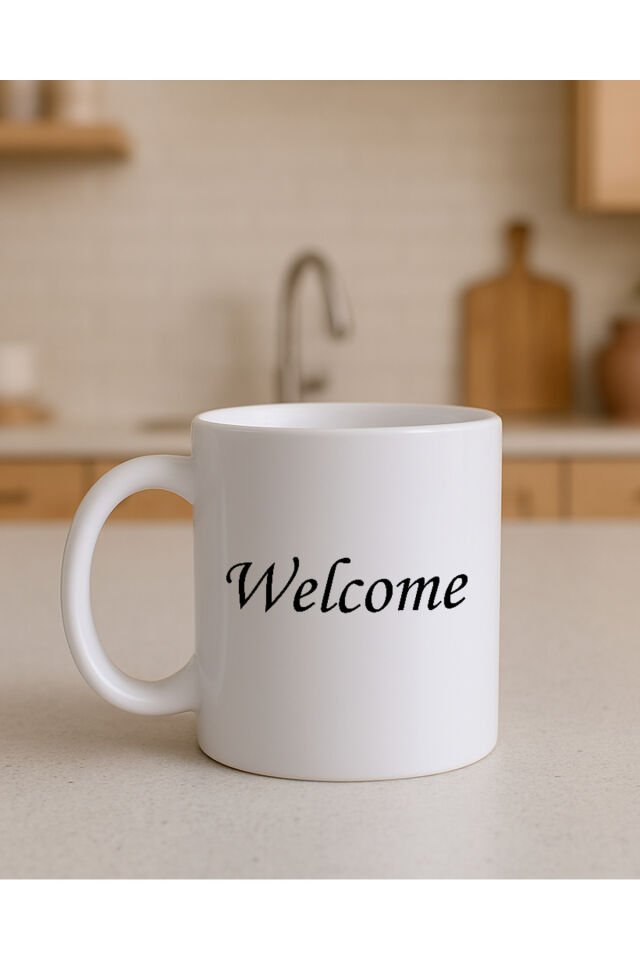 Yazılı Beyaz Bardak Welcome