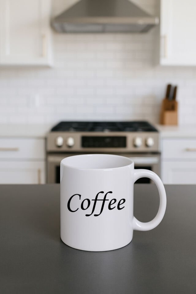 Yazılı Beyaz Bardak Coffee
