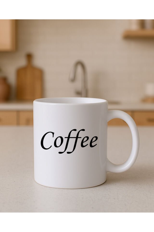 Yazılı Beyaz Bardak Coffee