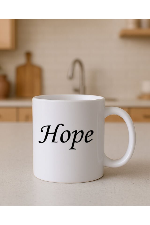 Yazılı Beyaz Bardak Hope