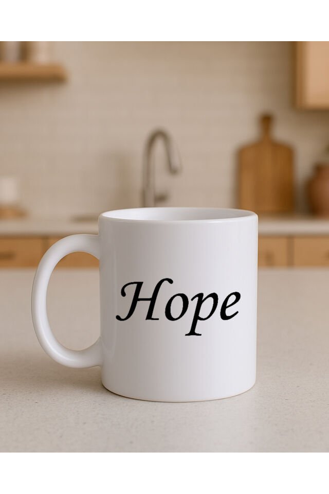 Yazılı Beyaz Bardak Hope
