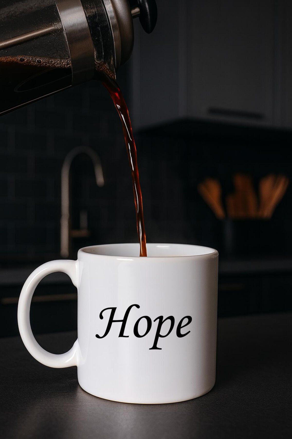 Yazılı Beyaz Bardak Hope