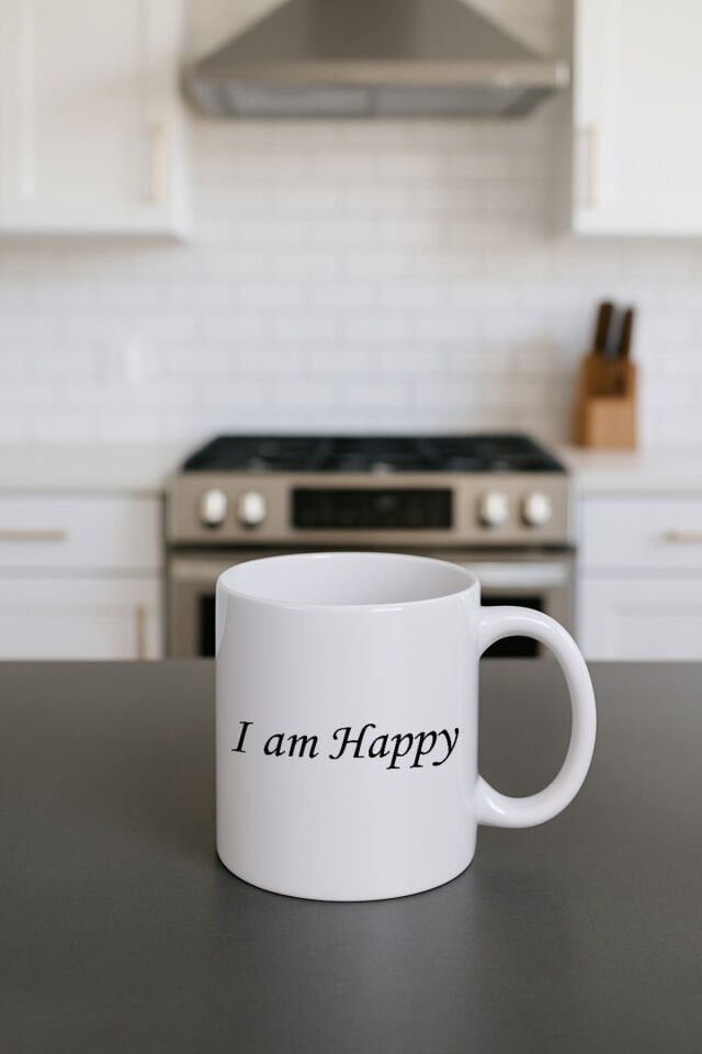 Yazılı Beyaz Bardak I Am Happy