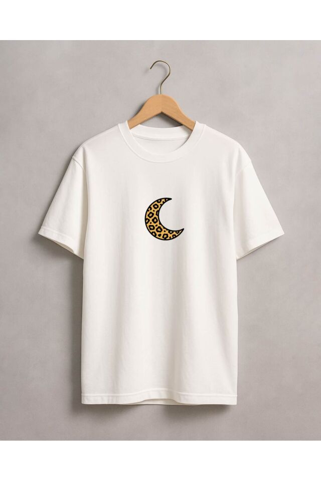 Tişört Unisex (Leopar Ay) Kadin Beyaz - S