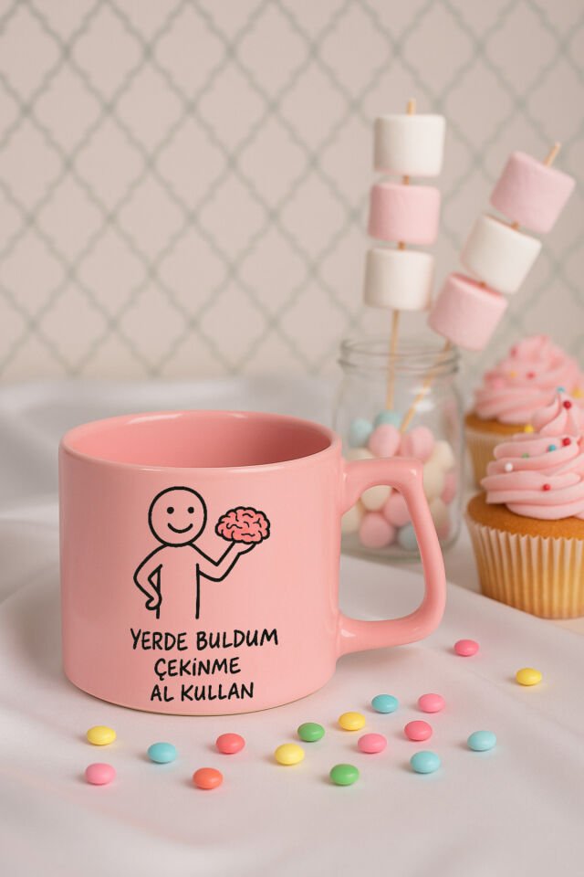 Renkli kulplu bardak - Beyin Pembe