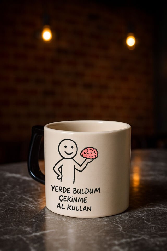 Renkli kulplu bardak - Beyin Si̇yah