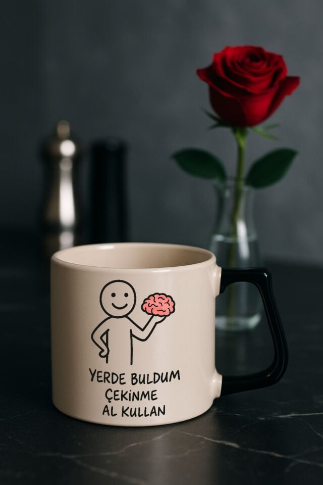 Renkli kulplu bardak - Beyin Si̇yah