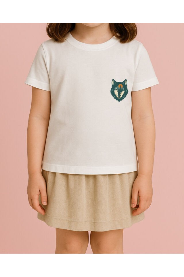 Tişört Unisex Çocuk (Kurt) Kiz Beyaz - 4-5 Yaş