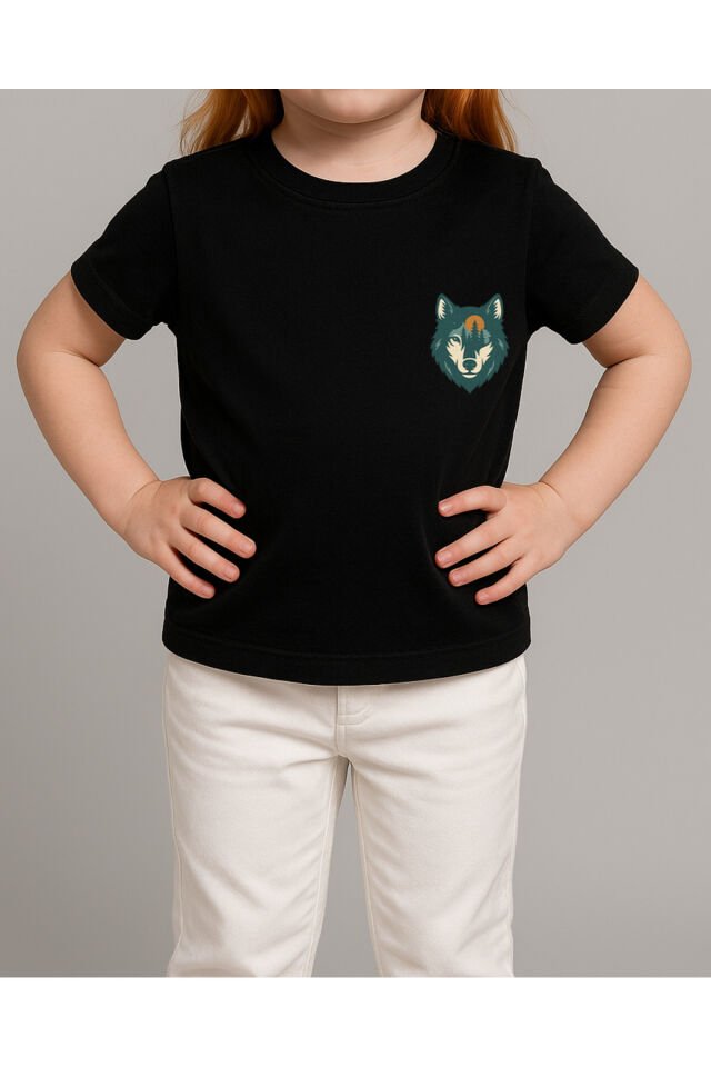 Tişört Unisex Çocuk (Kurt) Kiz Si̇yah - 10-11 Yaş